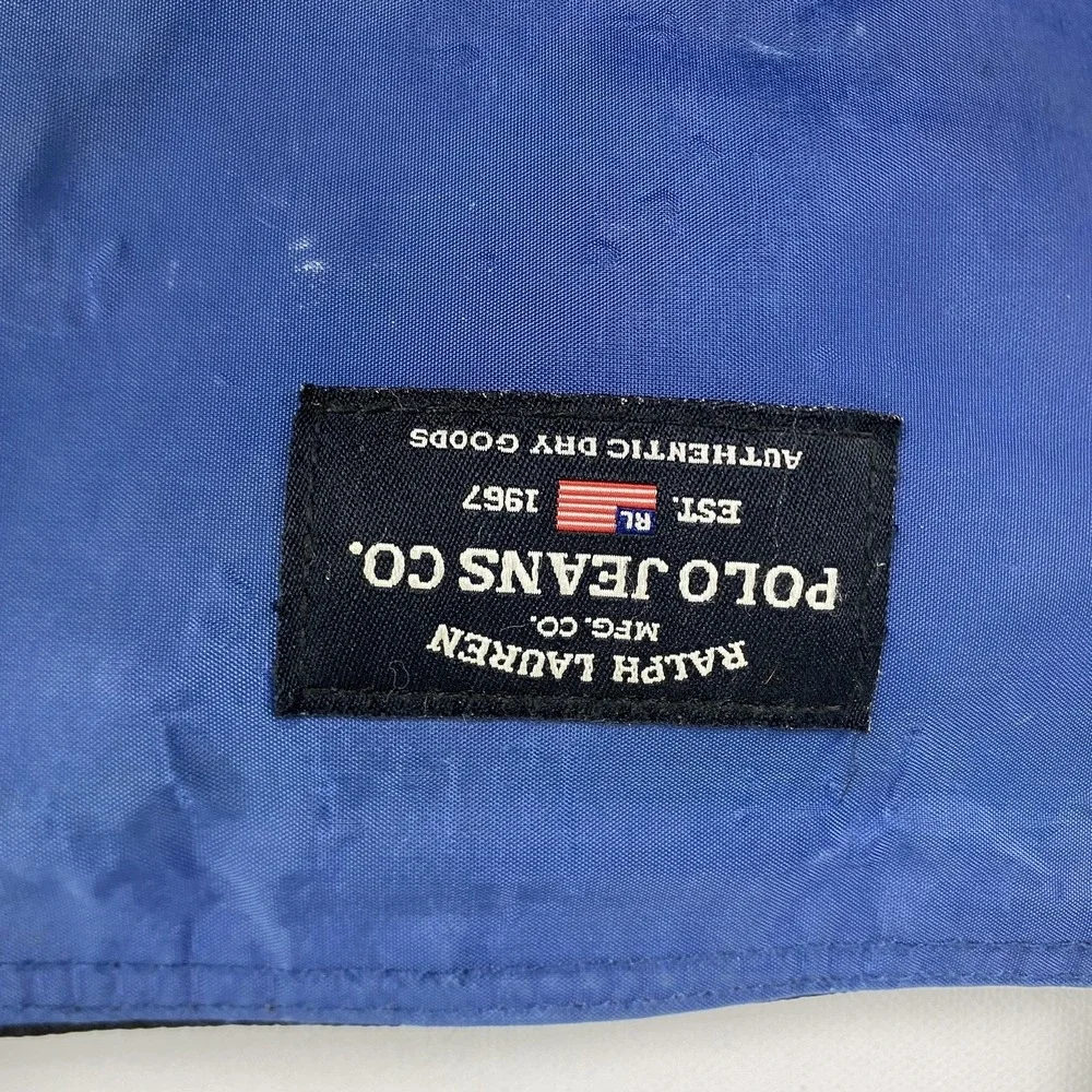 Ralph Lauren‎ Polo Jeans Co Blue Black Nylon Tote Bag Shoulder RL Logo Vintage